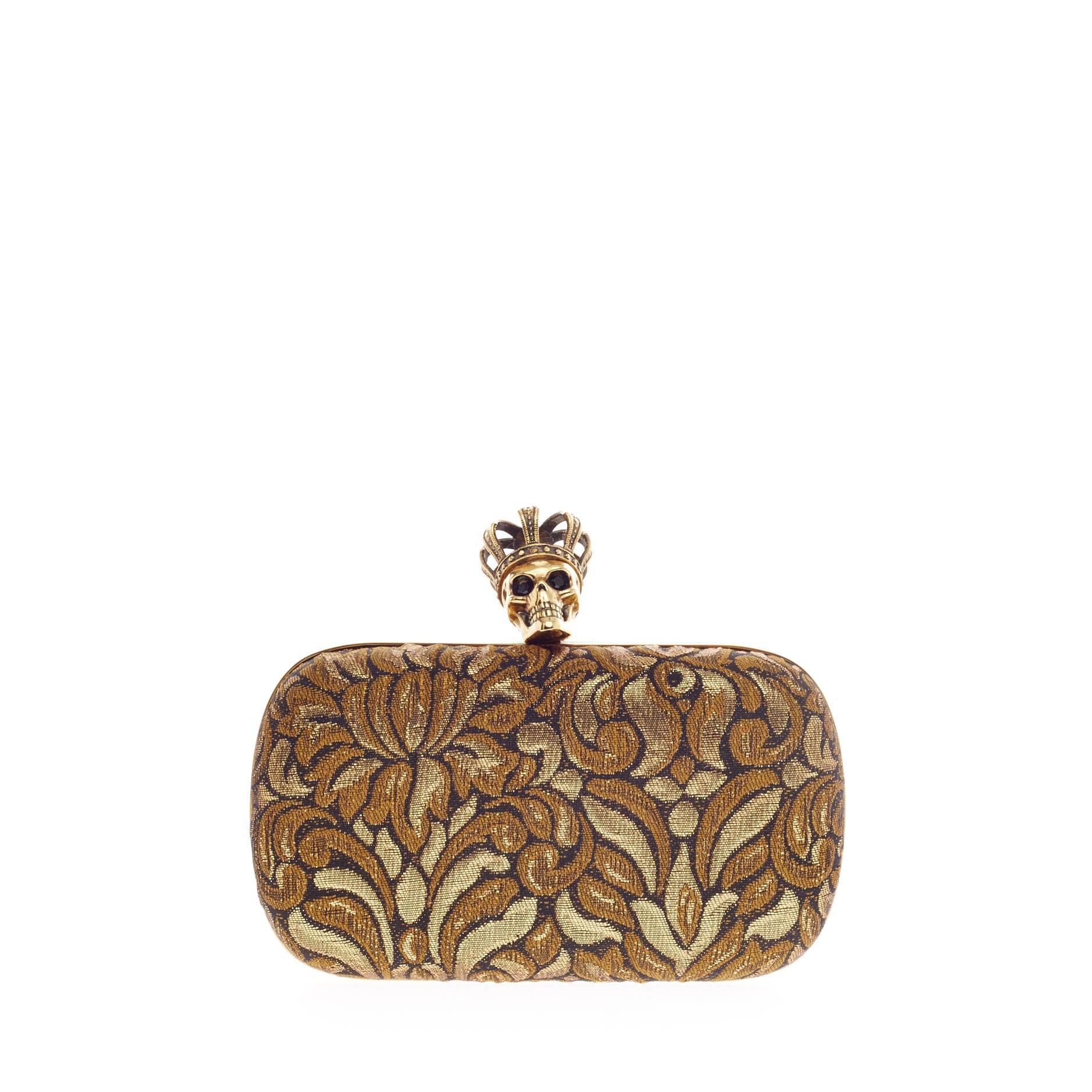 Crowned Skull Box Clutch Jacquard