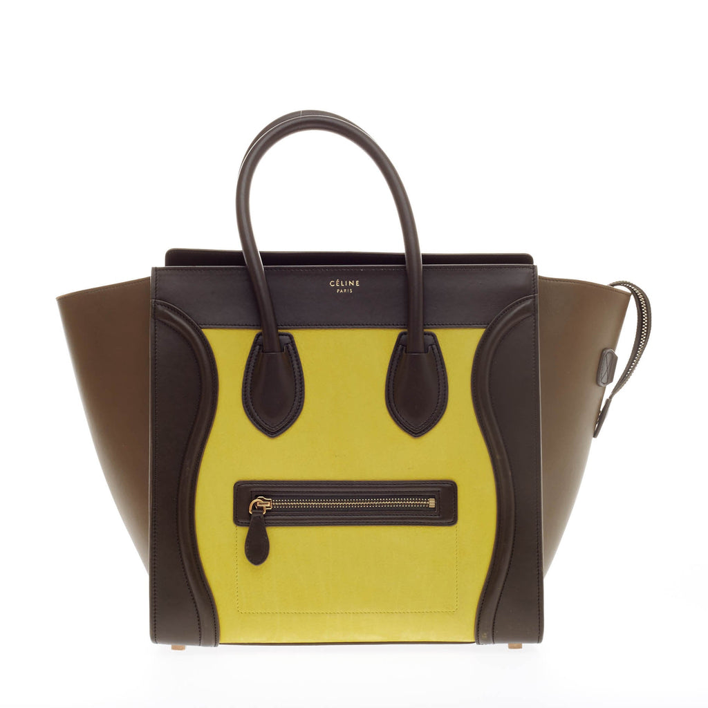 Tricolor Luggage Handbag Leather Mini