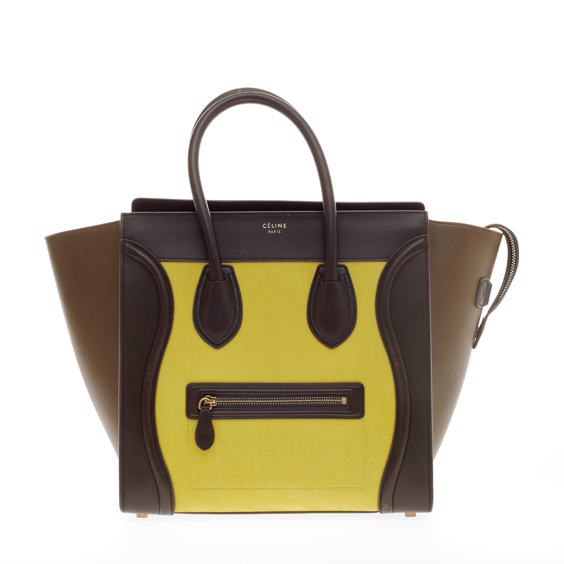 Tricolor Luggage Handbag Leather Mini