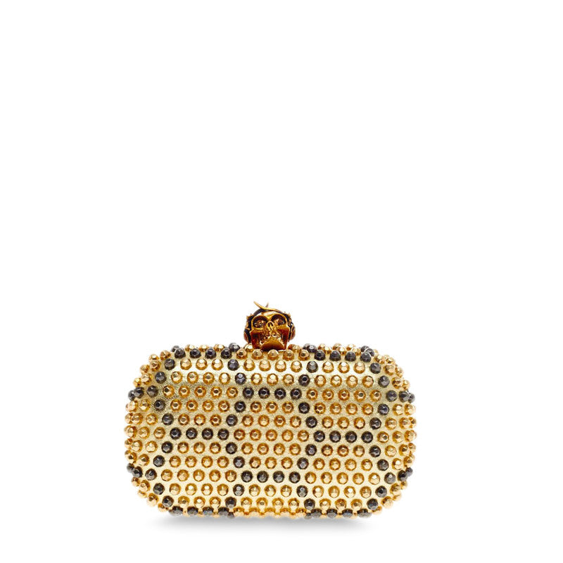 Skull Box Clutch Honeycomb Studded Leather