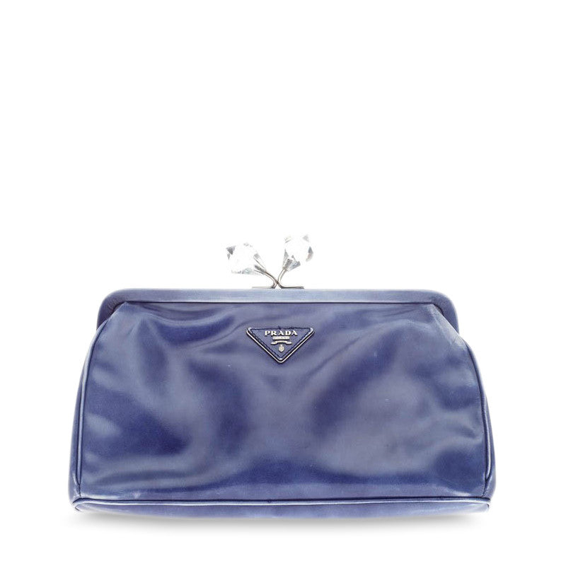 Kisslock Crystal Clutch Leather