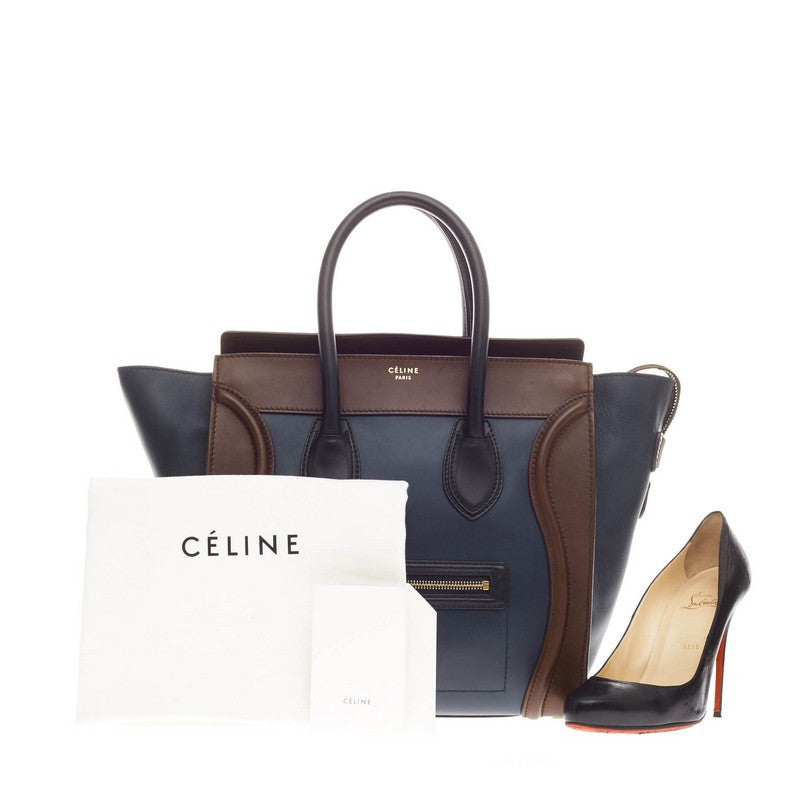 Tricolor Luggage Handbag Leather Mini