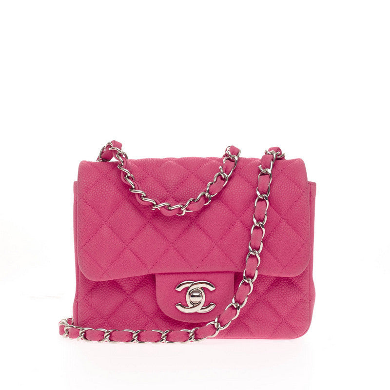Square Classic Single Flap Bag Matte Caviar Mini