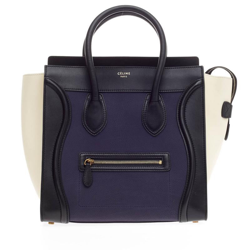 Tricolor Luggage Handbag Leather Mini