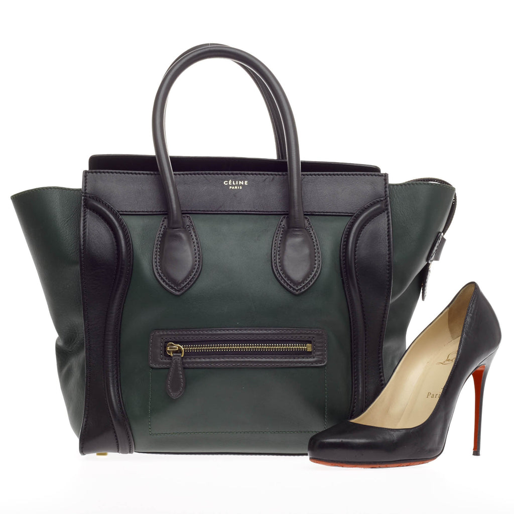 Tricolor Luggage Handbag Leather Mini