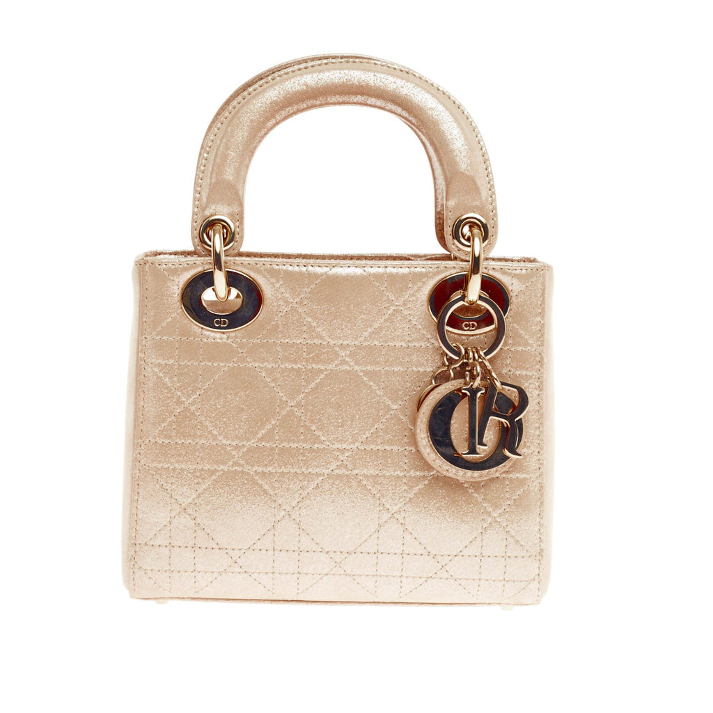 Lady Dior Handbag Stitched Cannage Leather Mini
