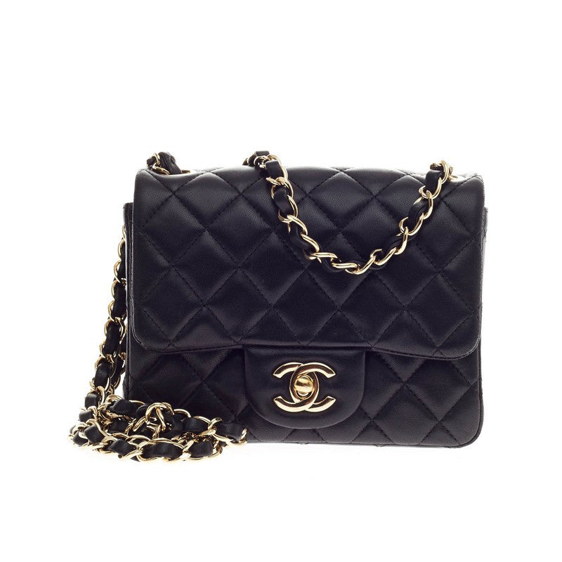 Square Classic Single Flap Bag Lambskin Mini