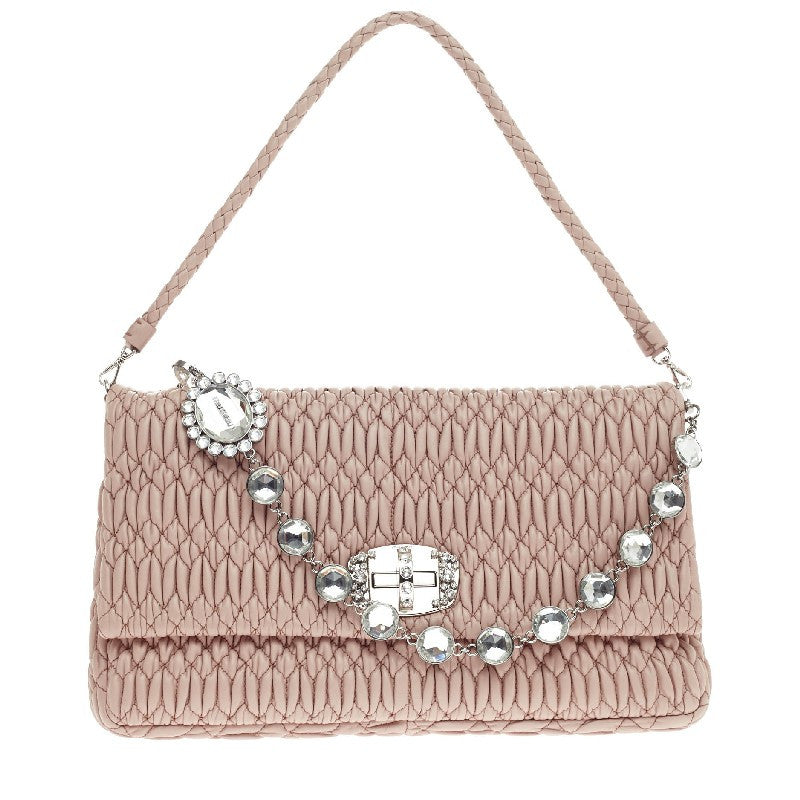 Crystal Clutch Matelasse Leather Large