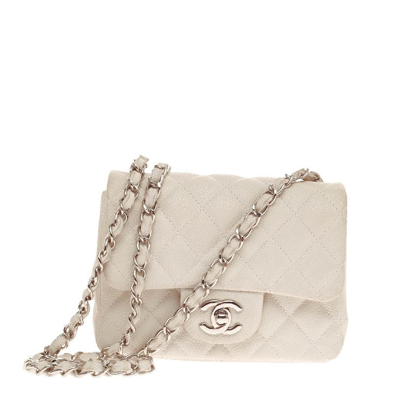 Square Classic Single Flap Bag Caviar Mini