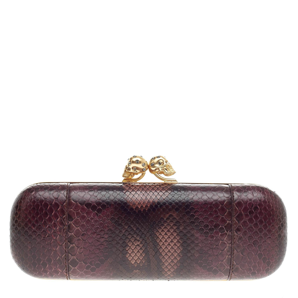 Twin Skull Box Clutch Python Long