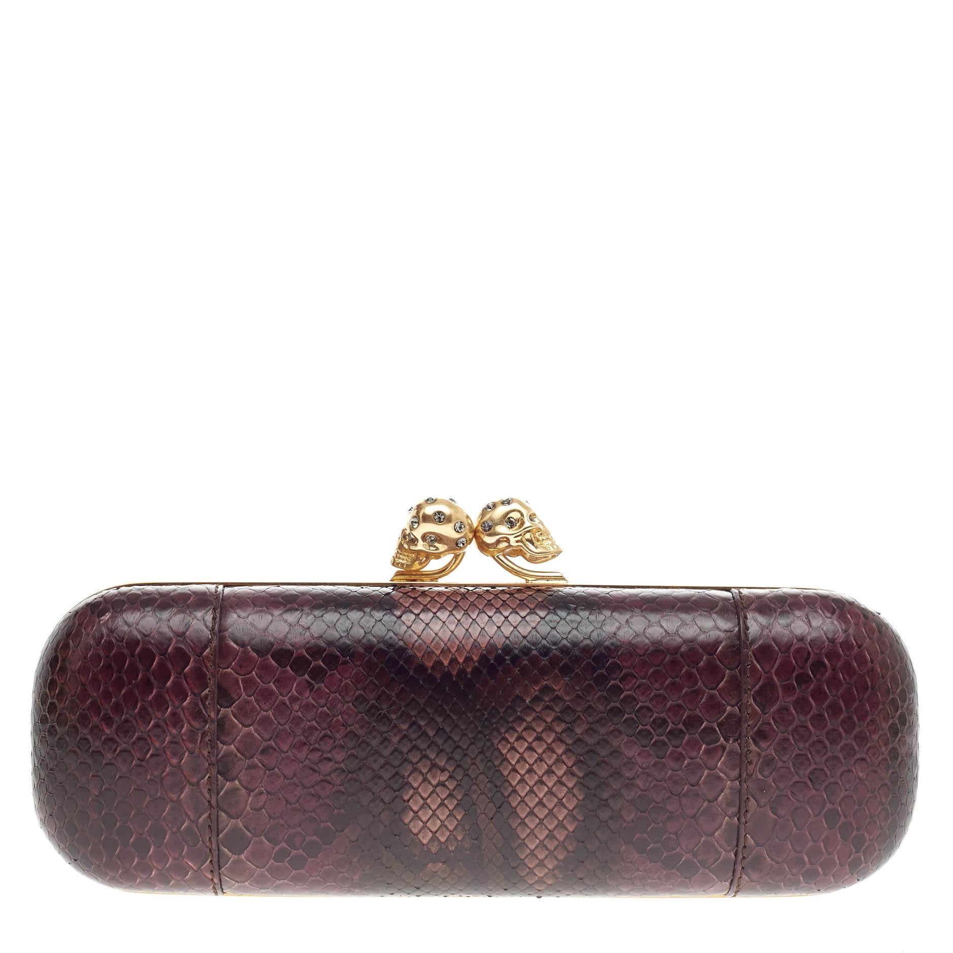 Twin Skull Box Clutch Python Long