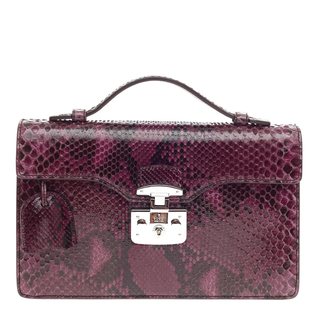 Lady Lock Briefcase Clutch Python