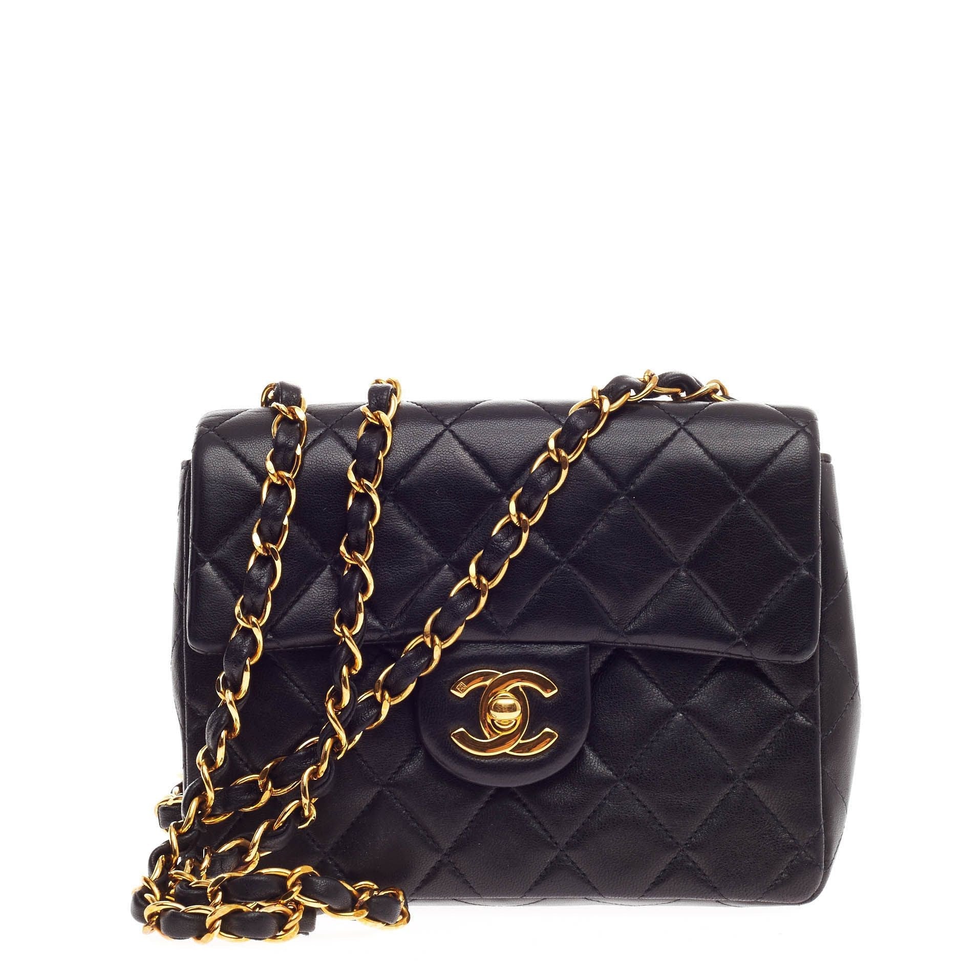 Vintage Square Classic Single Flap Bag Quilted Leather Mini