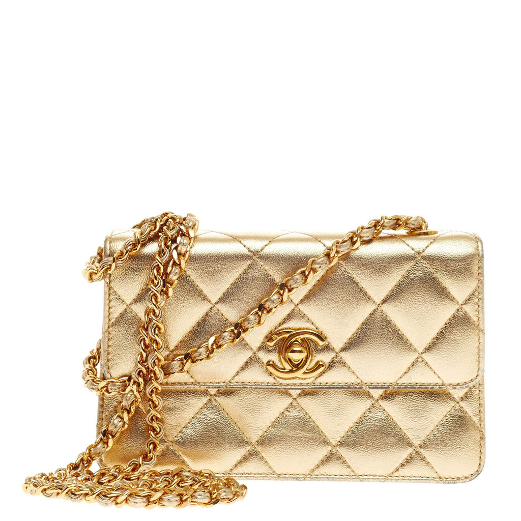 Vintage CC Chain Flap Bag Quilted Leather Extra Mini