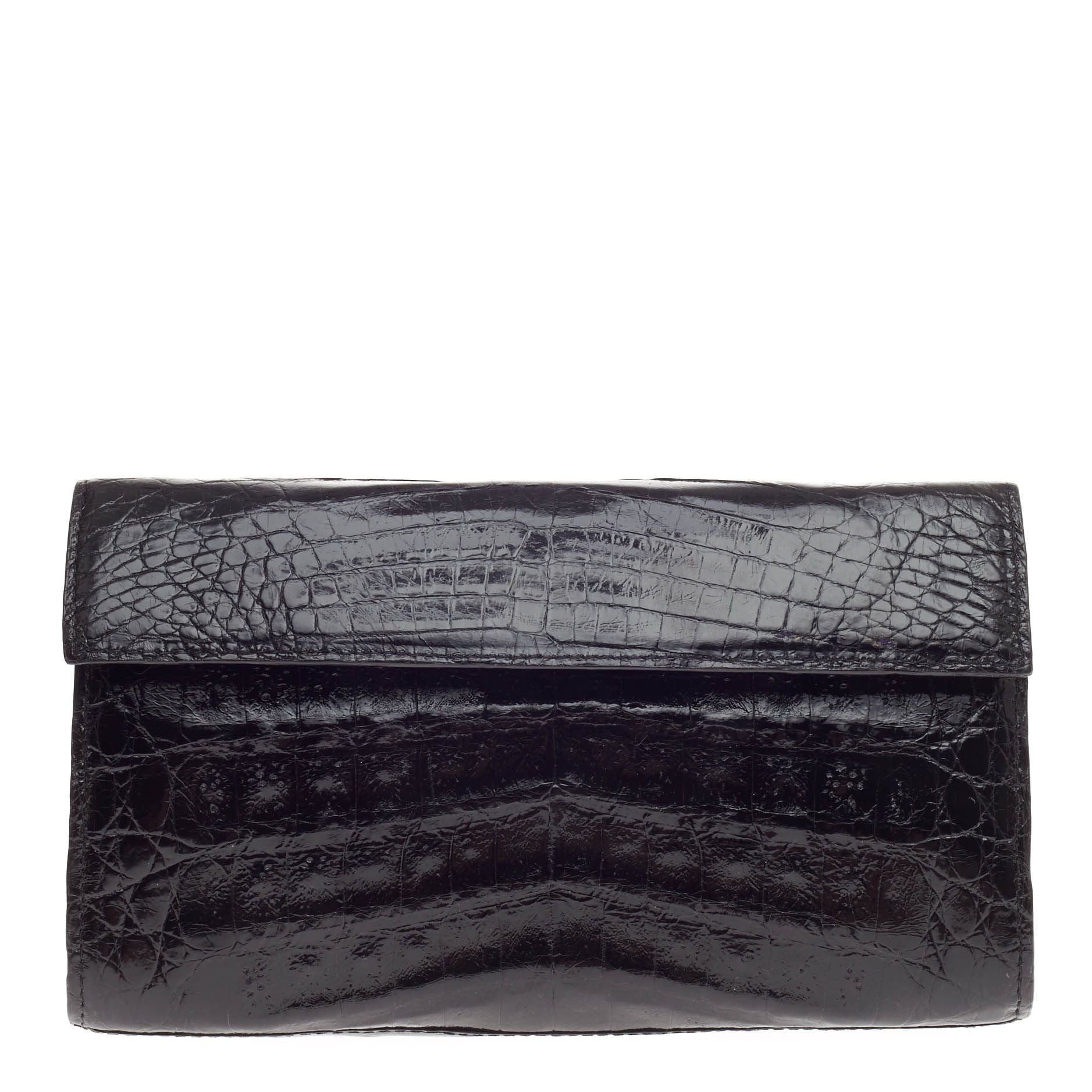 Flap Clutch Crocodile Small