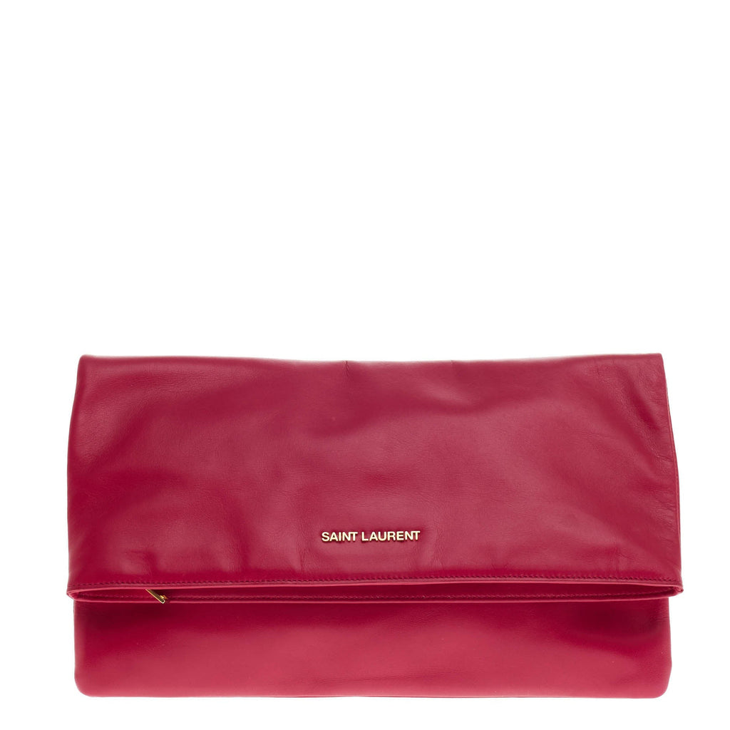Letters Fold Over Clutch Leather