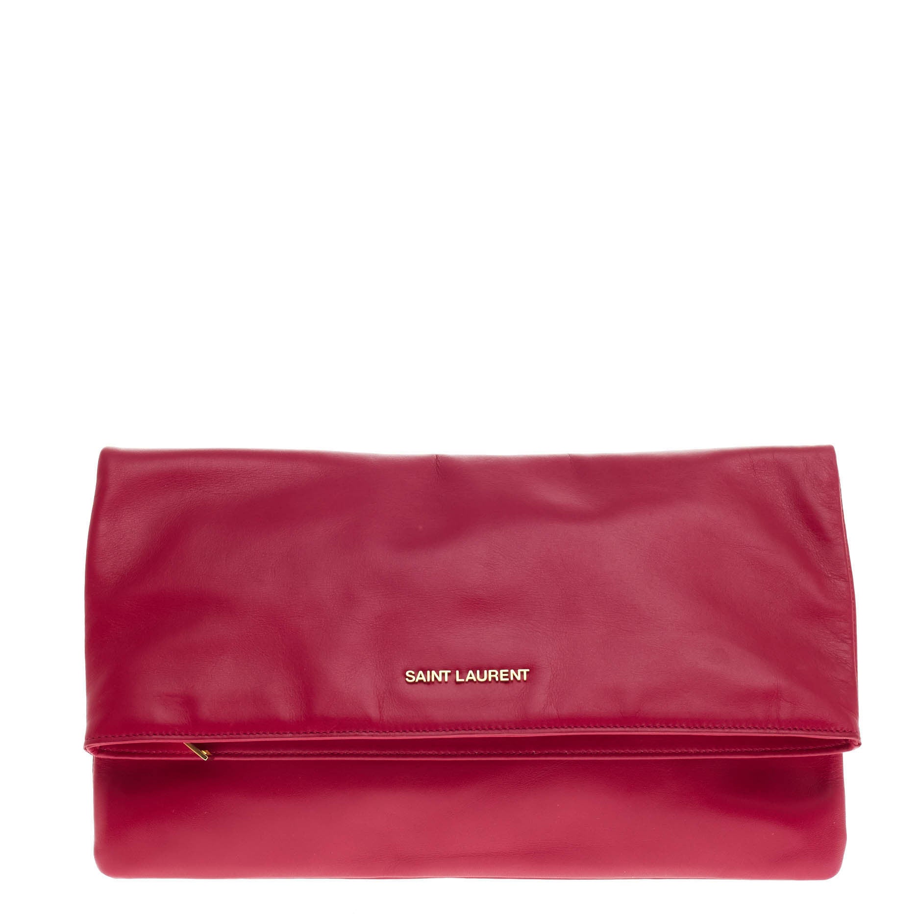 Letters Fold Over Clutch Leather