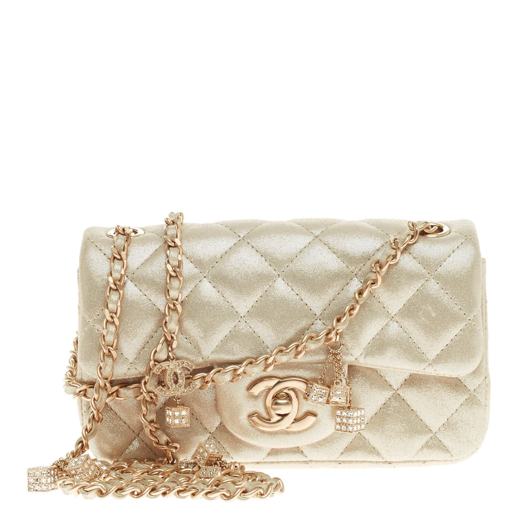 Crystal Dice Flap Bag Quilted Iridescent Calfskin Extra Mini