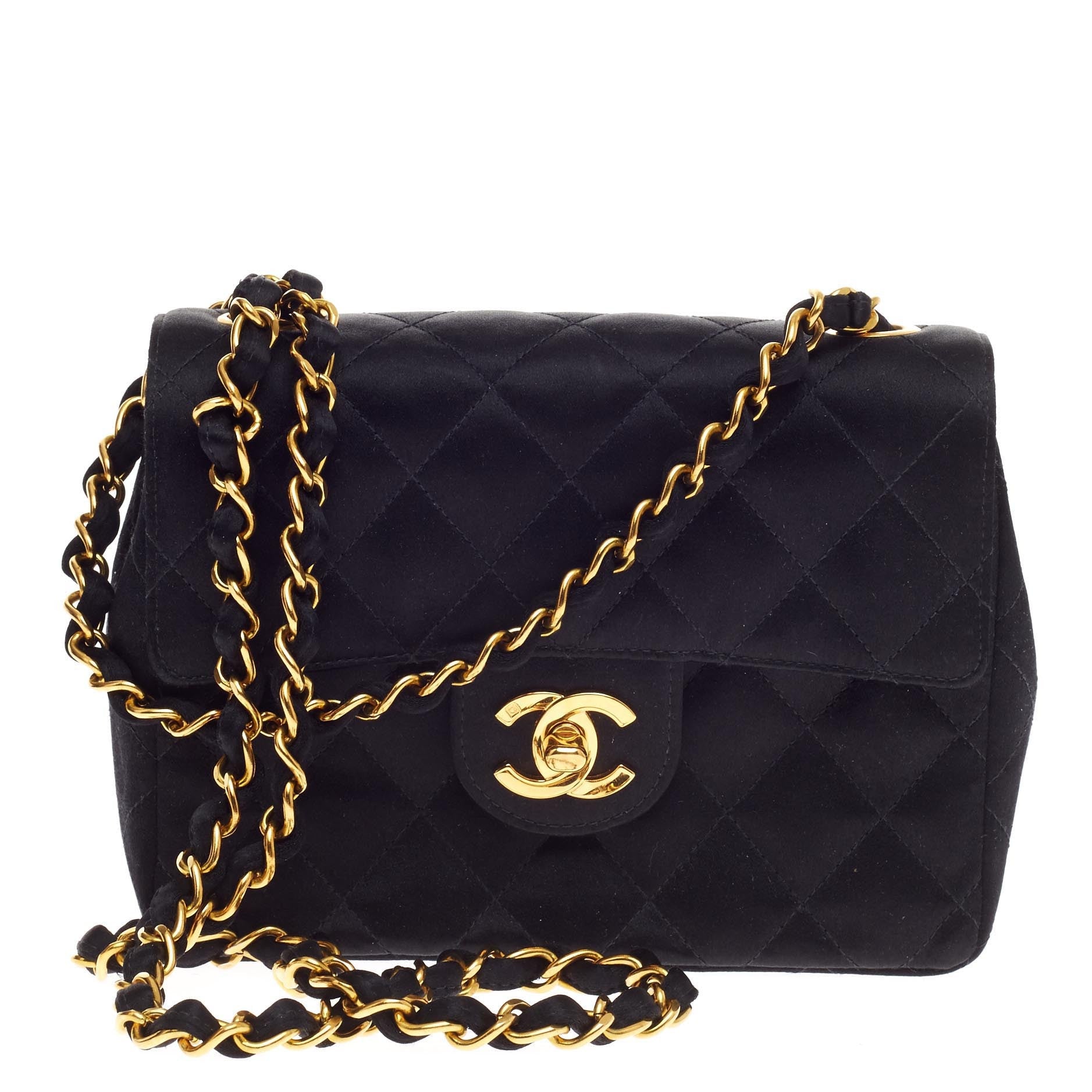 Vintage Classic Single Flap Bag Quilted Satin Mini