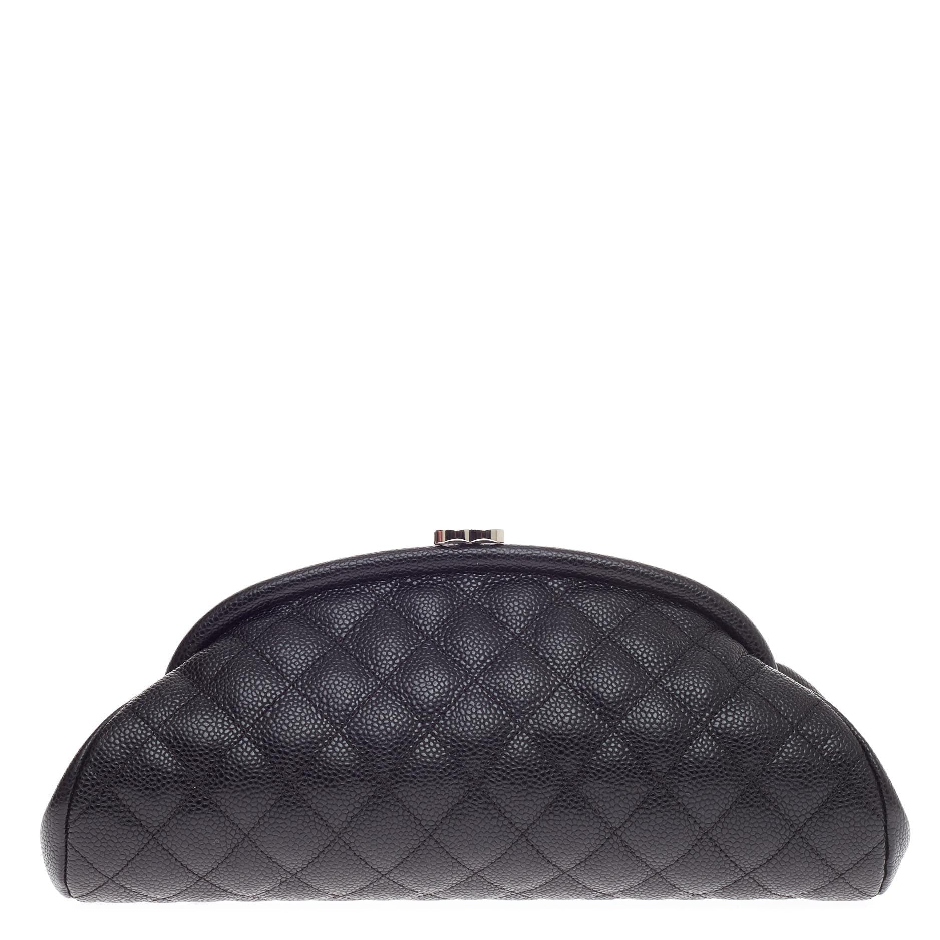 Timeless Clutch Quilted Caviar