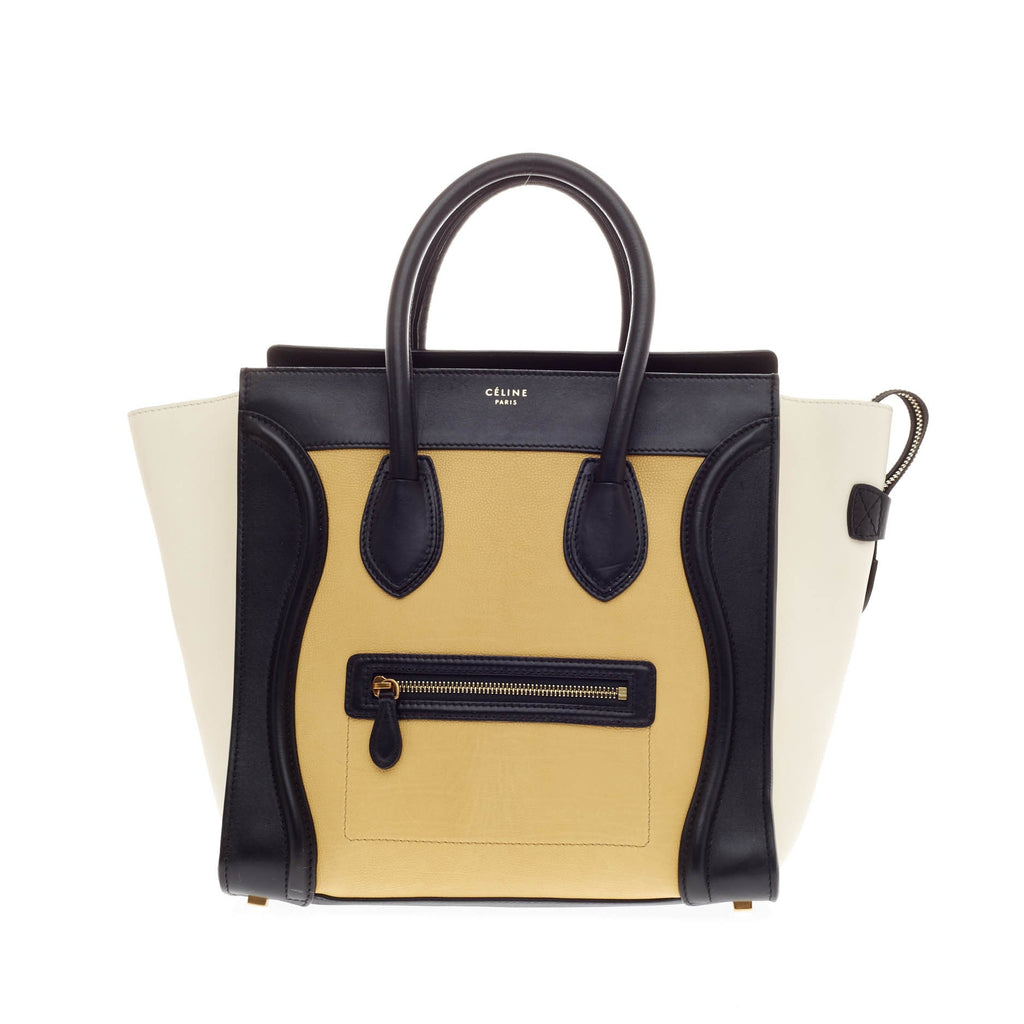 Tricolor Luggage Handbag Leather Mini