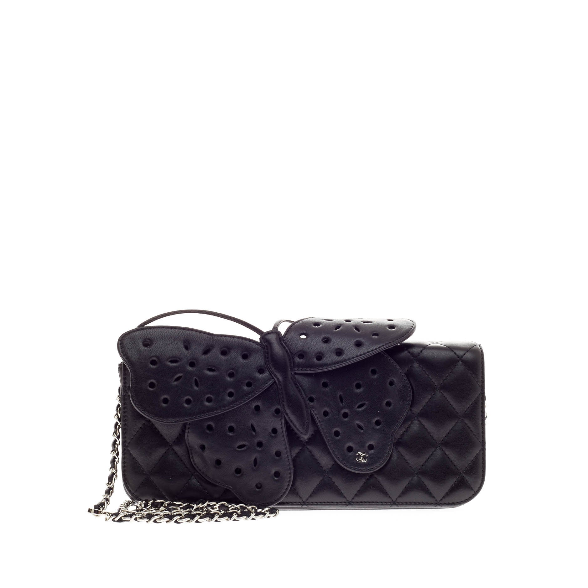 Butterfly Clutch Perforated Leather