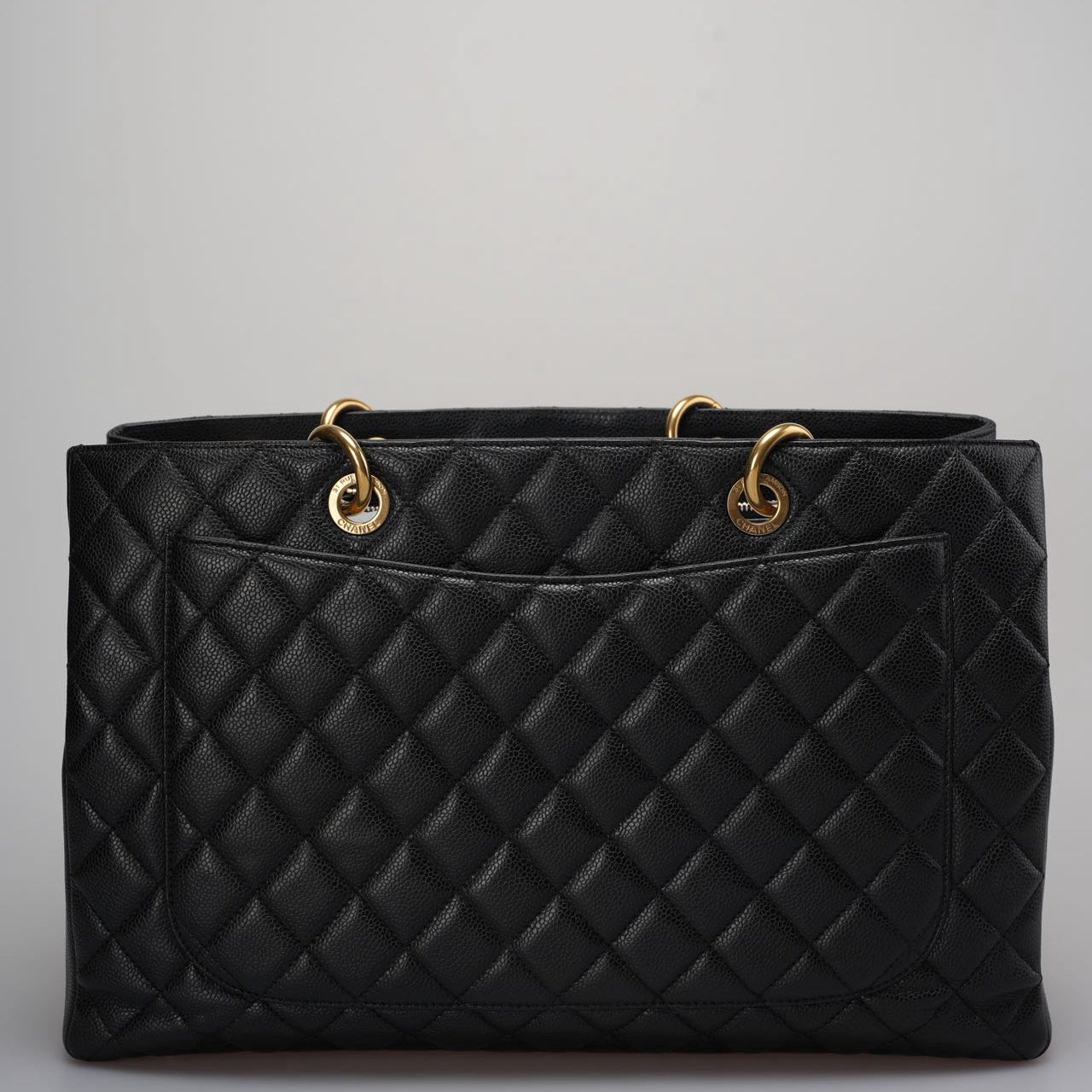 Chanel Large Grand Shopping Tote Black GST Bag in Caviar Leather with Gold Hardware