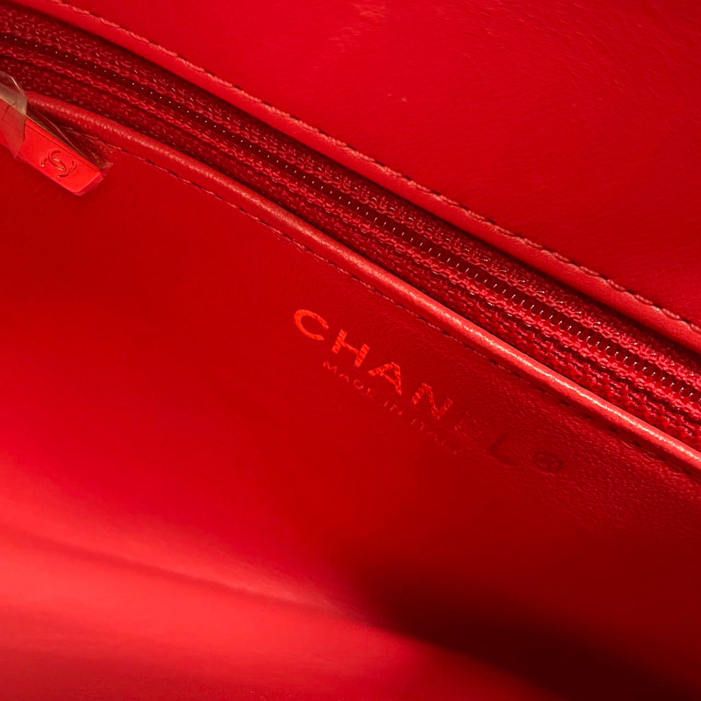 Chanel Red Small Trendy CC Bag In Lambskin Leather With Champagne Gold Hardware