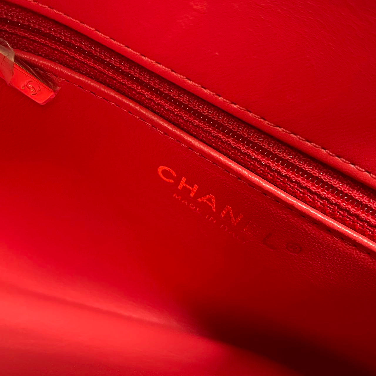 Chanel Red Small Trendy CC Bag In Lambskin Leather With Champagne Gold Hardware