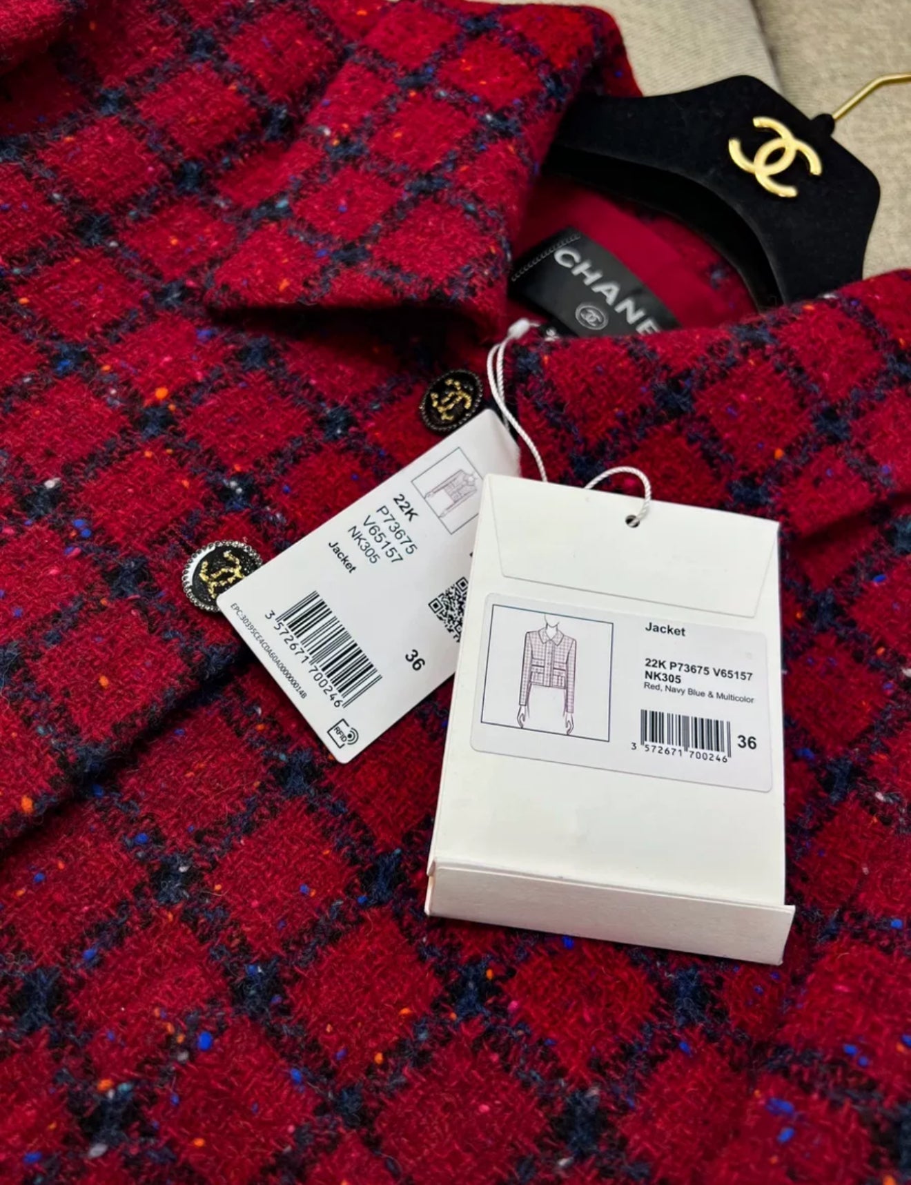 Chanel 22k red tweed jacket