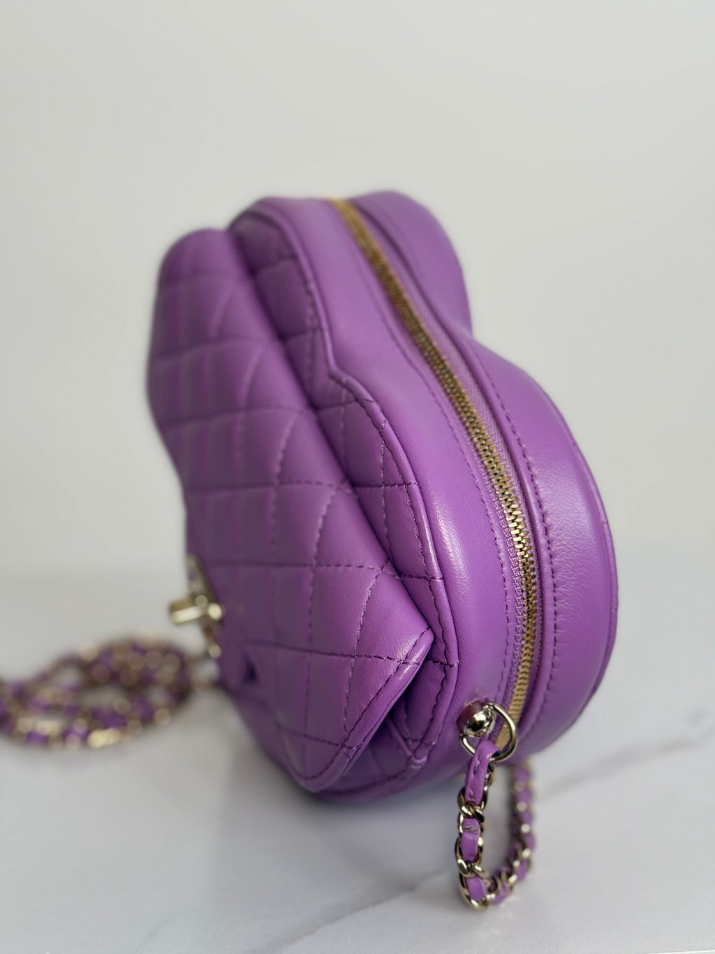 Chanel Large Heart Bag Purple Lambskin Gold Hardware 2022