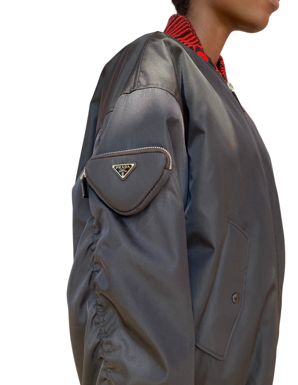 Prada 2021 Black Re-Nylon Knit Bomber Jacket - XS