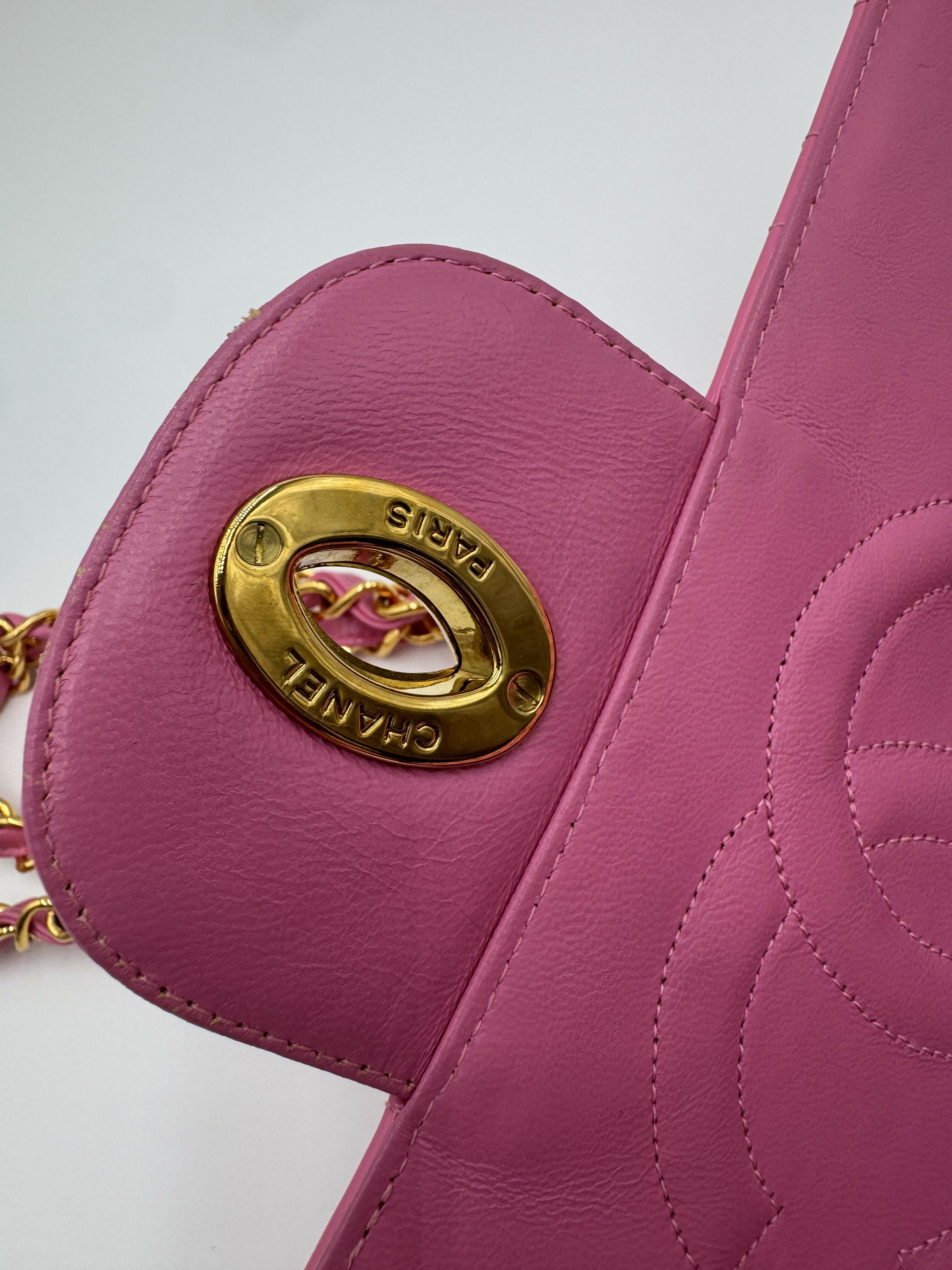 Chanel 1995 Vintage Barbie Pink Maxi Rhinestone Flap Bag
