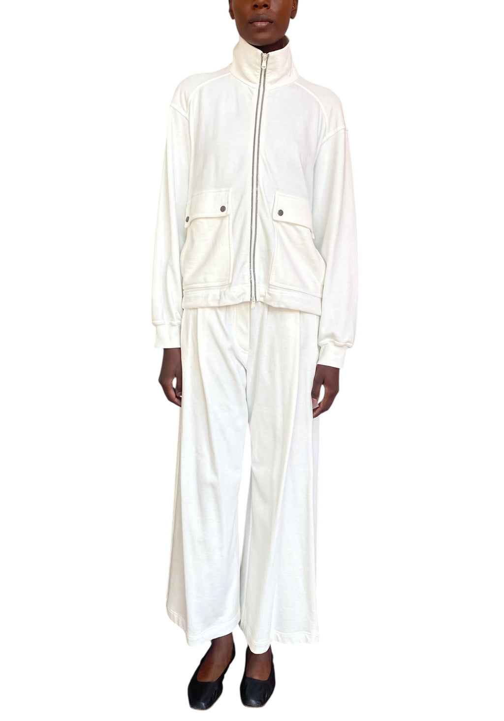 Brunello Cucinelli White Monili Embellished Zip Sweatshirt - M