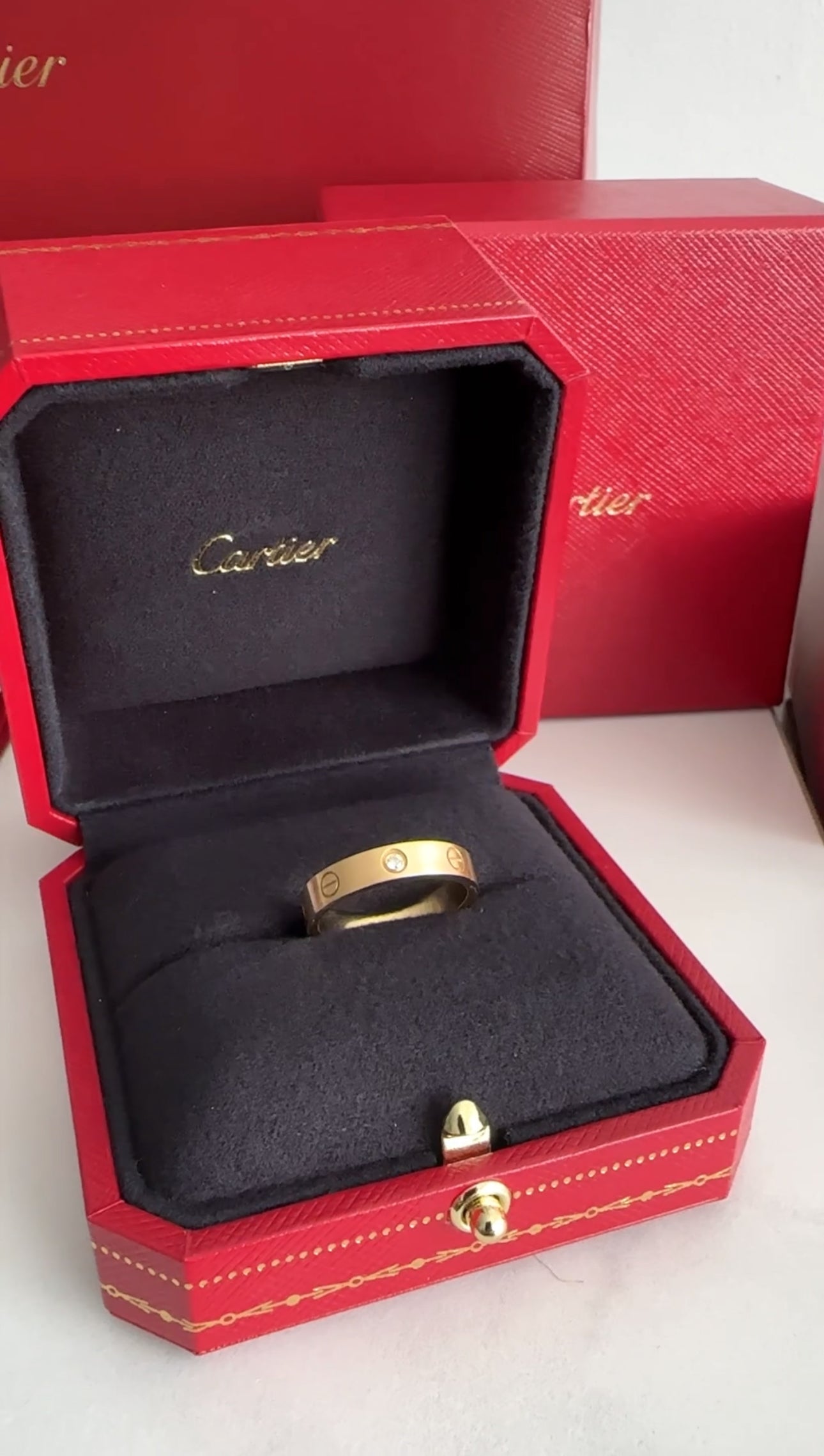 Cartier 18k Yellow Gold 1 Diamond Small Model Love Ring - 55 / 7.25