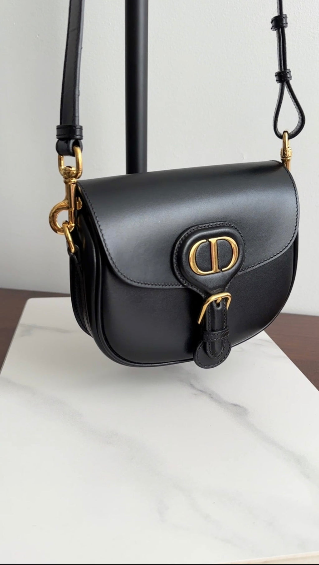 Dior Black Box Leather Small Bobby Crossbody Saddle Bag