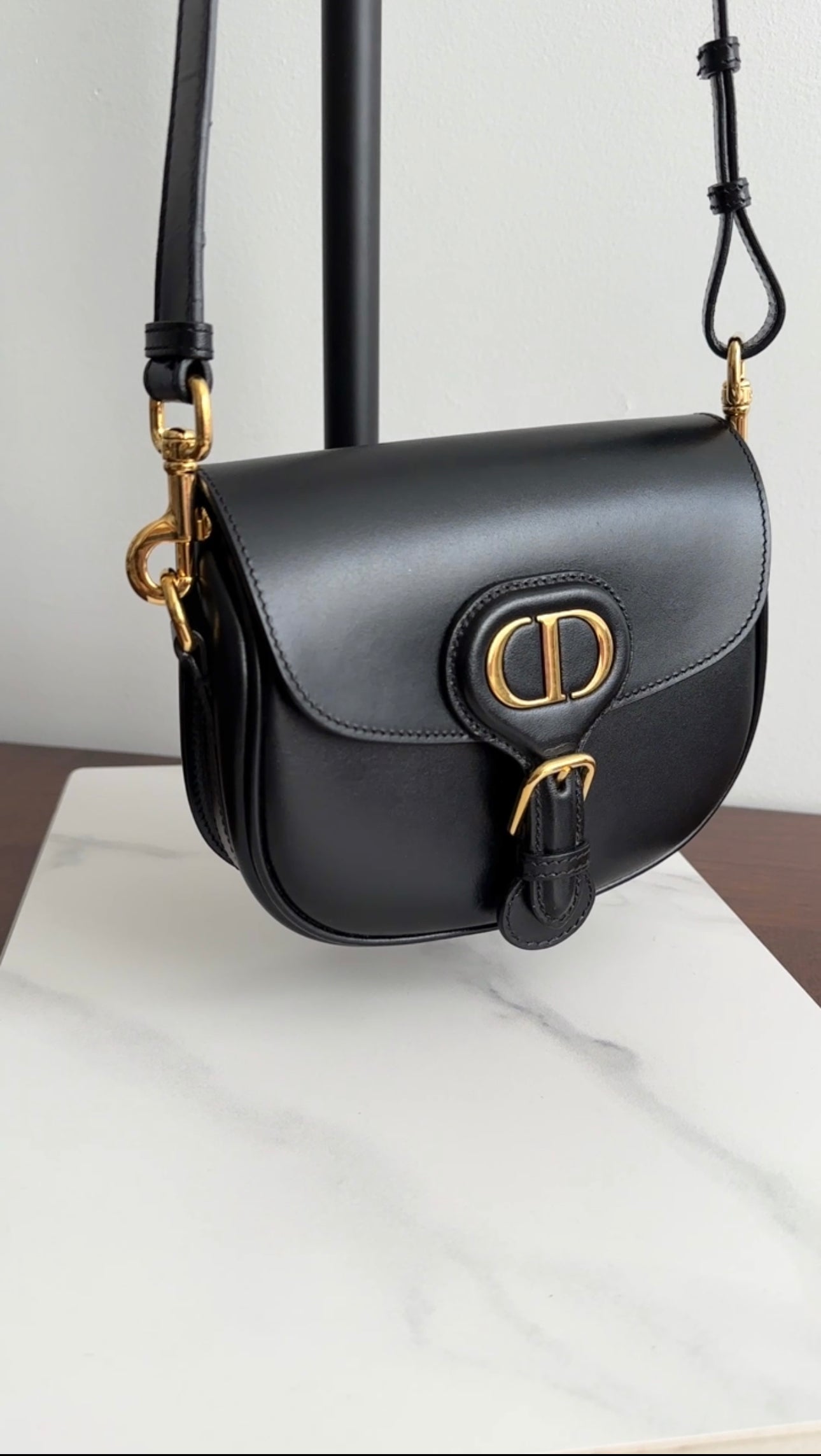 Dior Black Box Leather Small Bobby Crossbody Saddle Bag