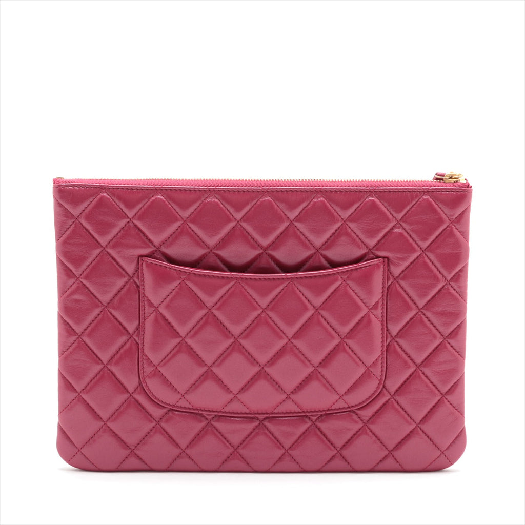 Chanel Matelasse Lambskin Pink Clutch Case bag