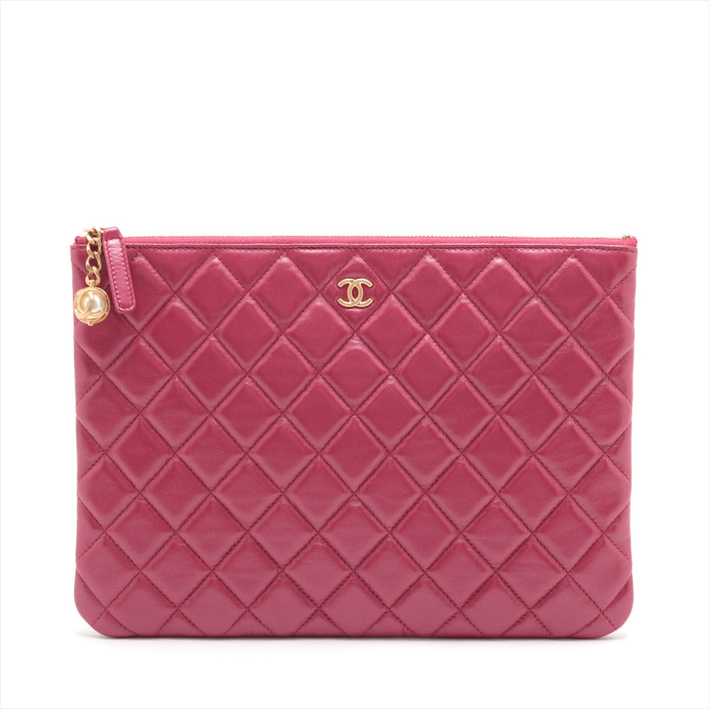 Chanel Matelasse Lambskin Pink Clutch Case bag