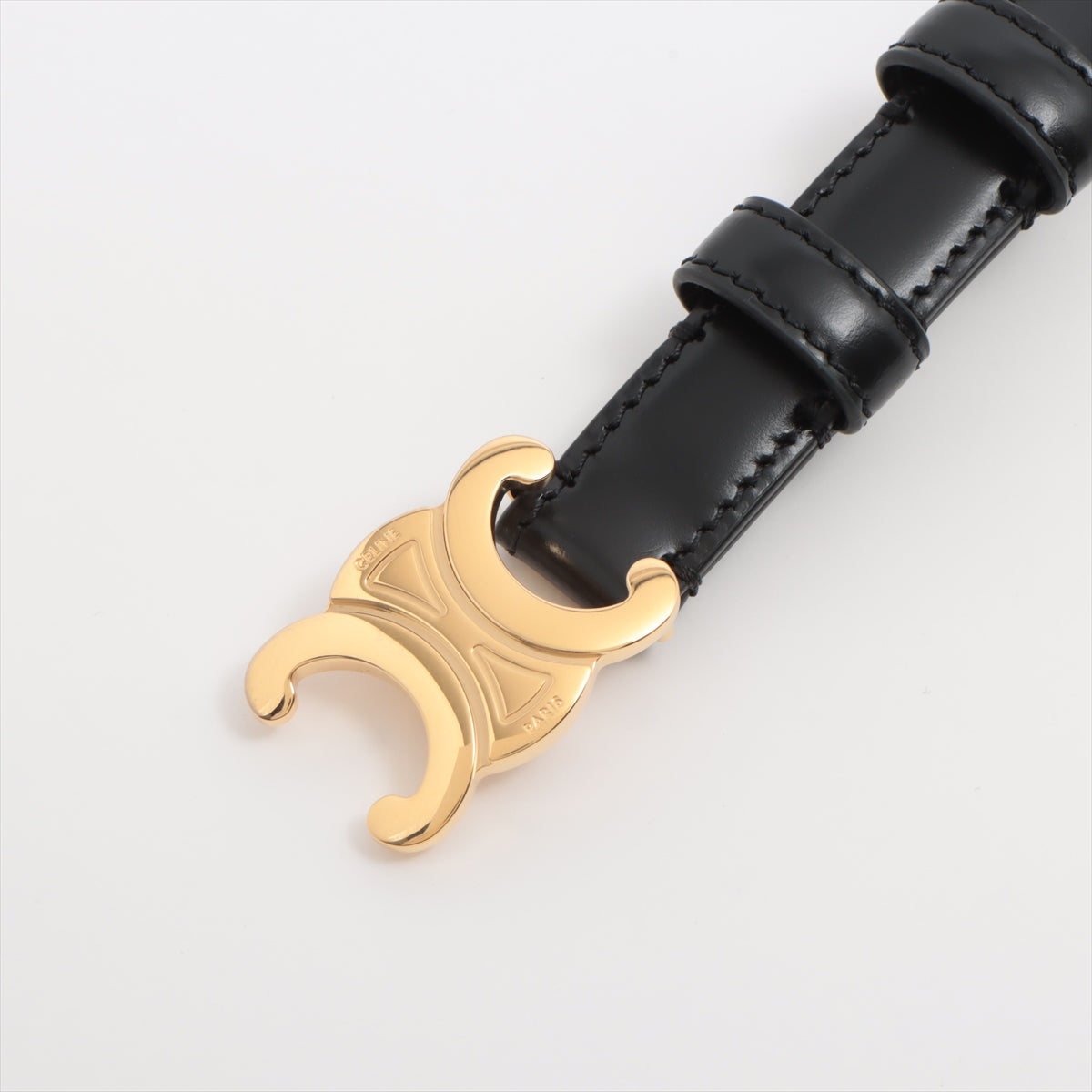 Celine Triomphe Black Leather Belt 75cm
