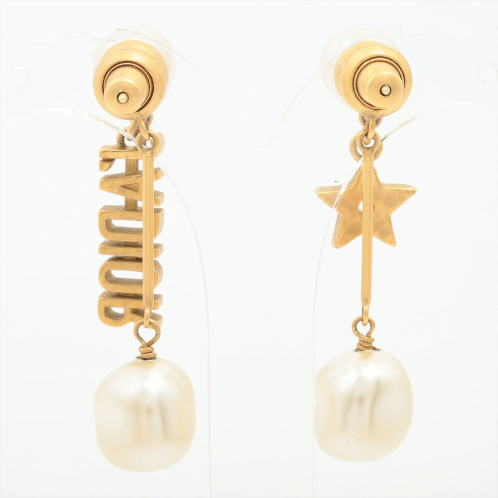Christian Dior J'Adior Star Gold Pearl Drop Earrings Costume Jewellery