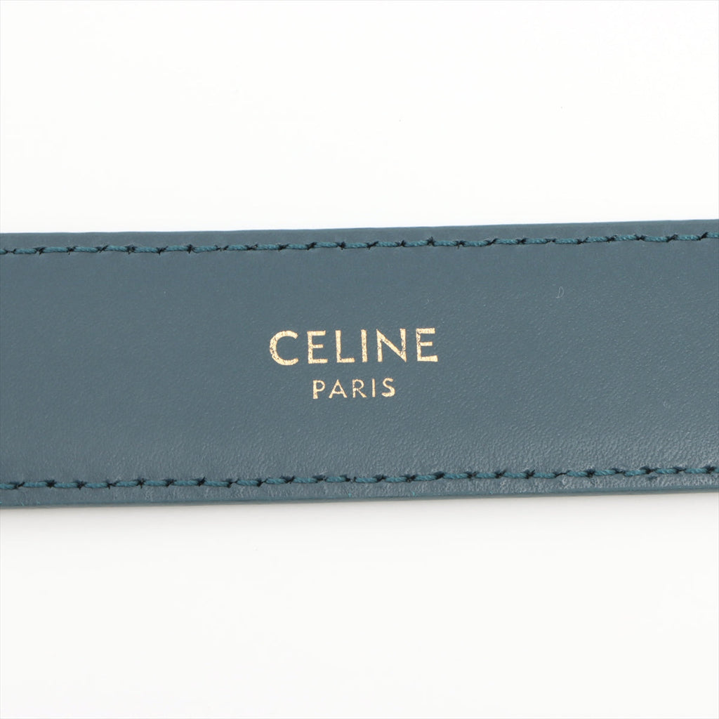 Celine Triomphe Blue Leather Belt 75cm