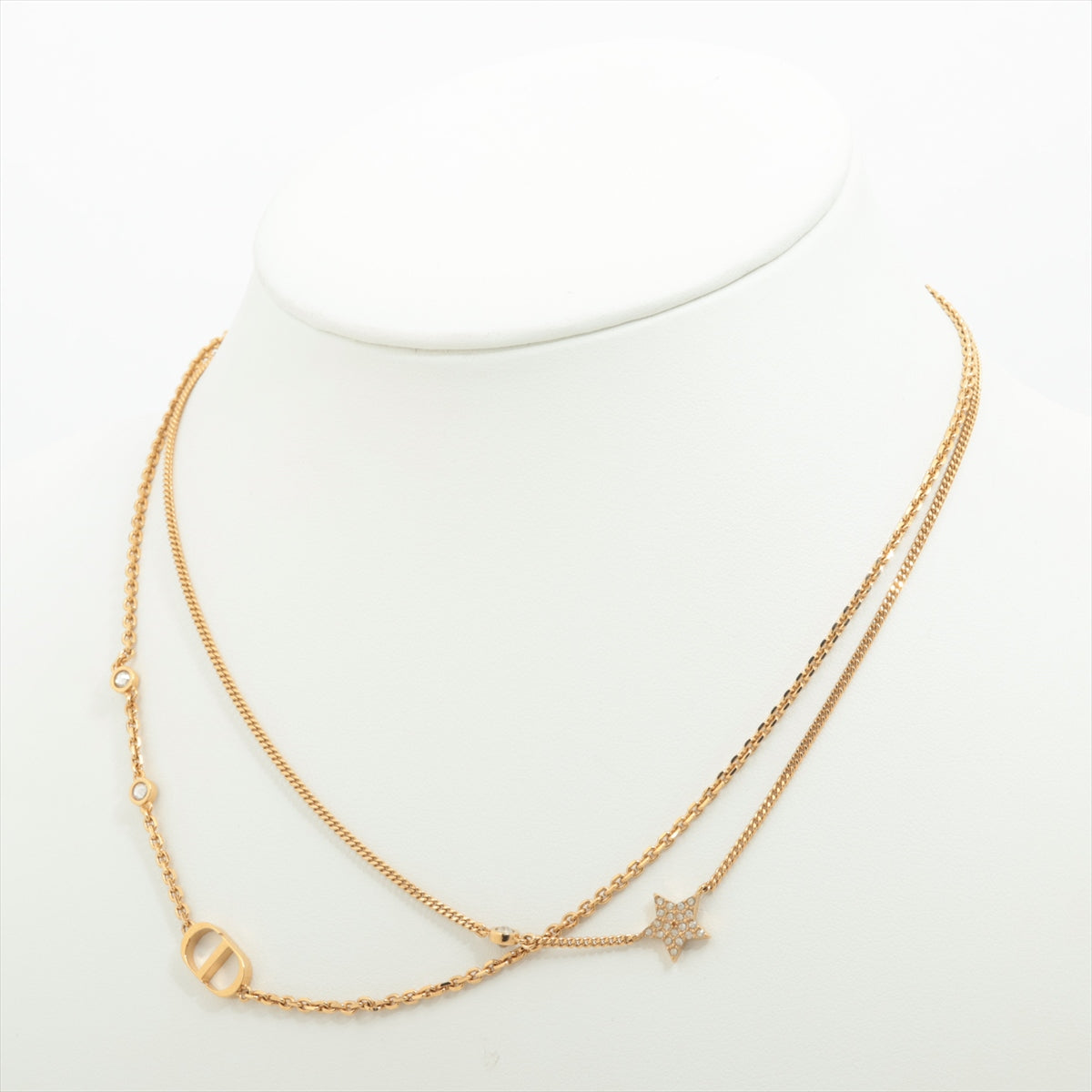 Christian Dior Star Rhinestone CD Gold Necklace Costume Jewellery