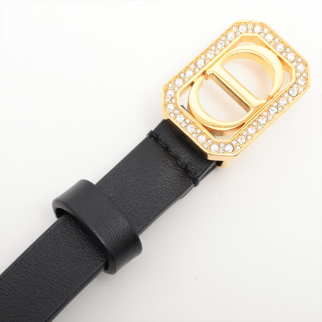 Dior CD Rhinestone Gold Black Belt 70cm