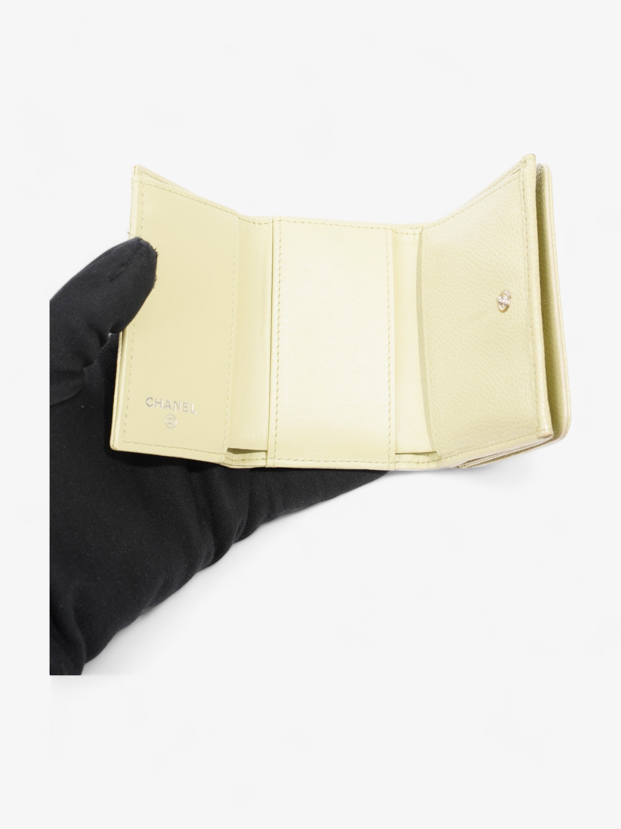 Chanel Camelia Wallet Beige Caviar Leather