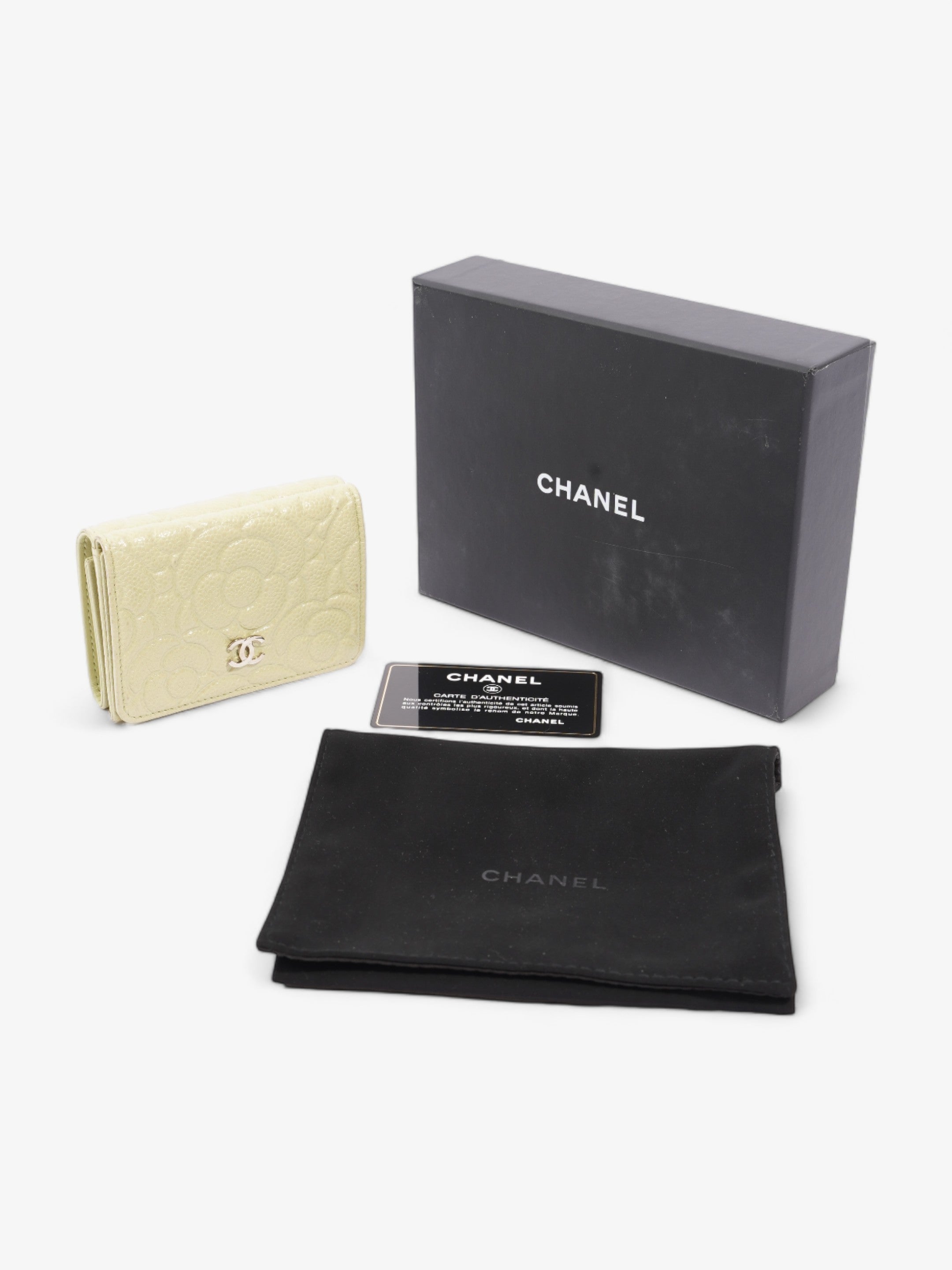 Chanel Camelia Wallet Beige Caviar Leather