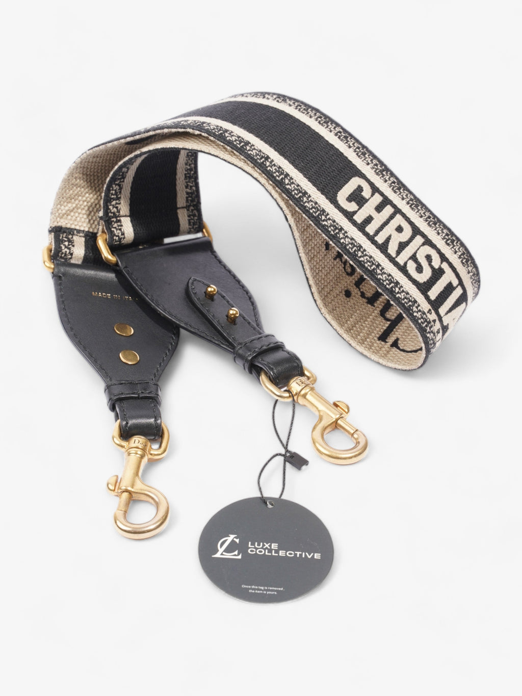 Christian Dior Shoulder Strap Beige / Navy Canvas