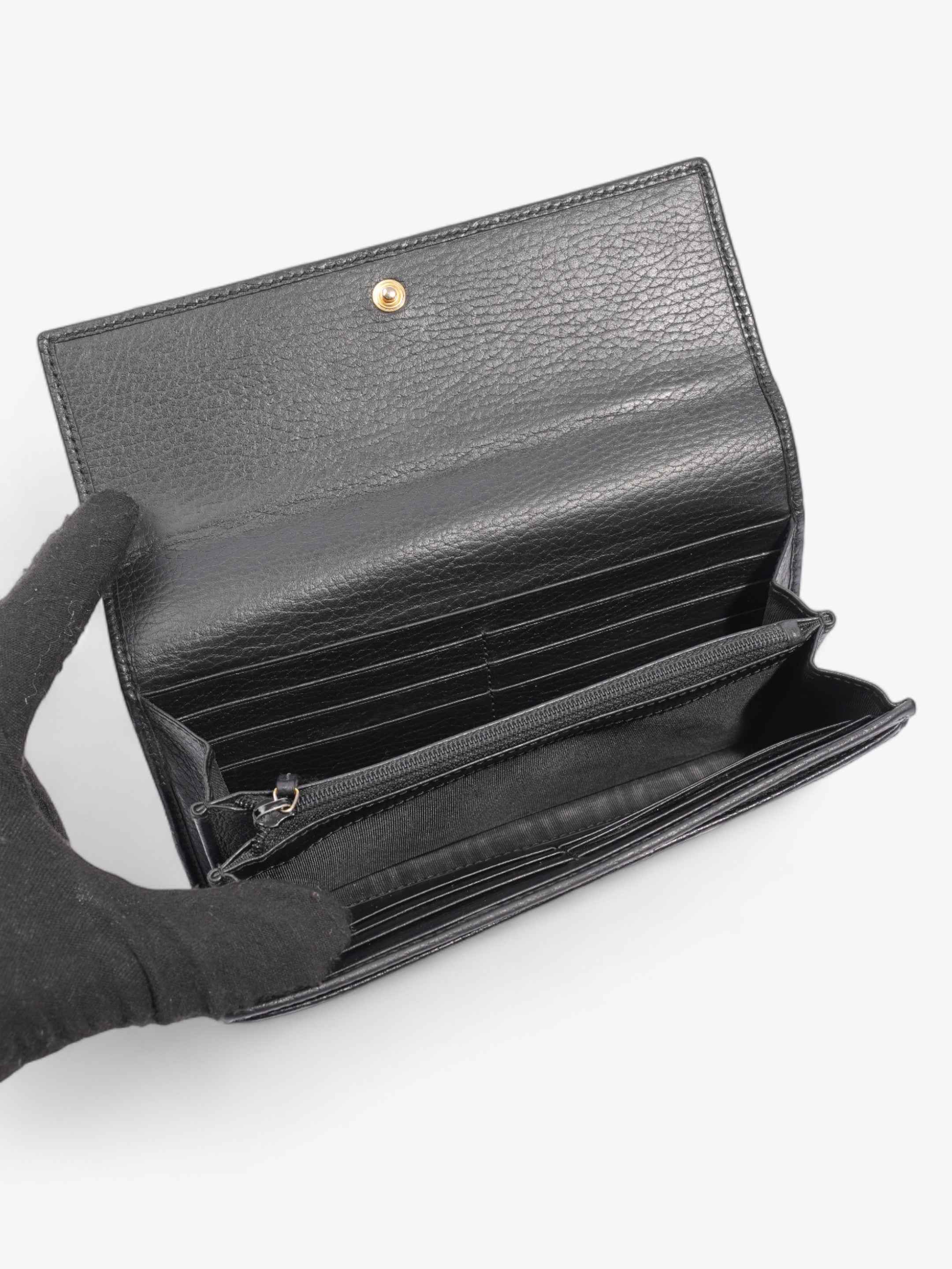 Gucci GG Marmont Continental Wallet Black Calfskin Leather