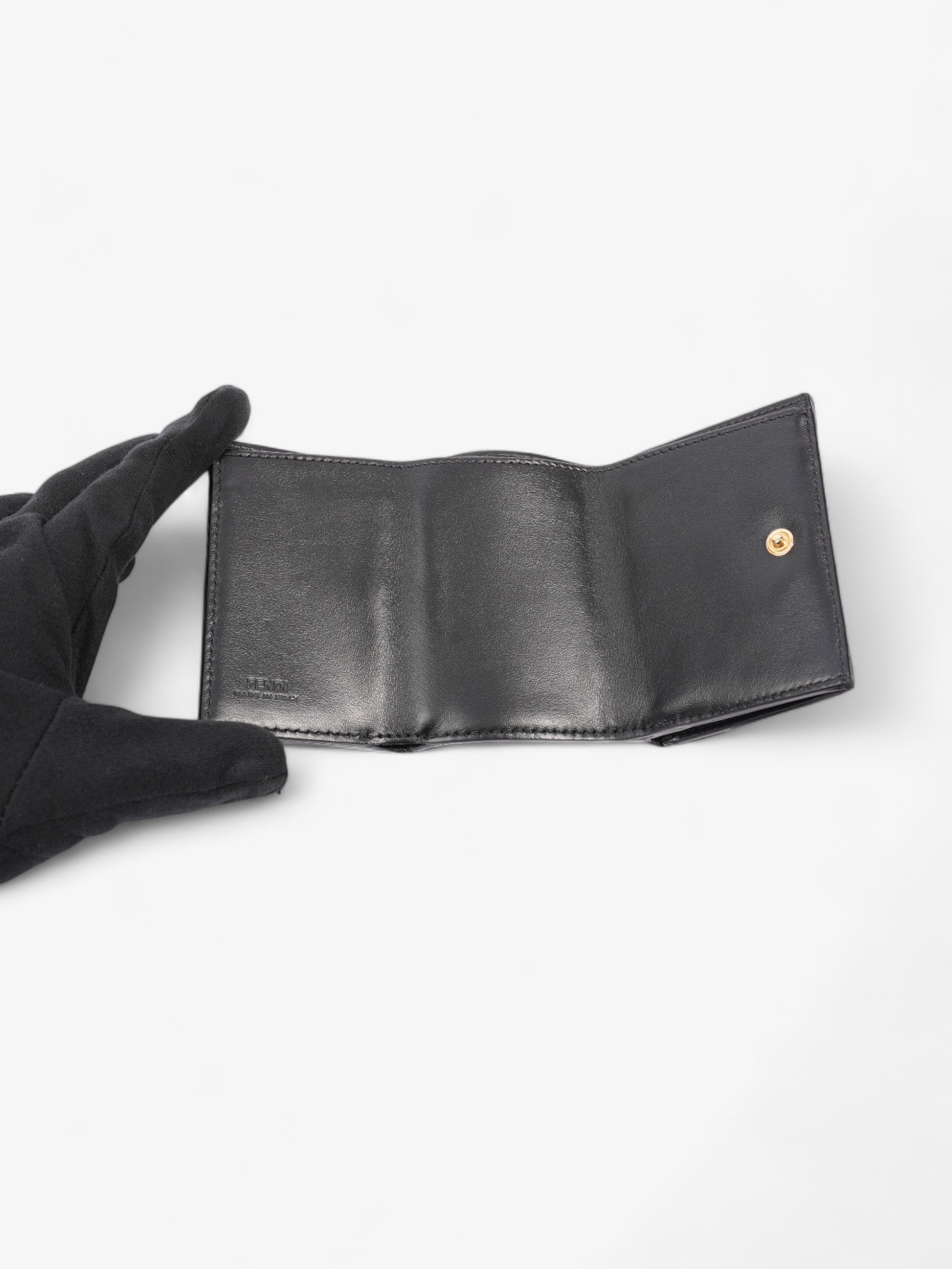 F is Fendi Envelope Wallet Black Leather