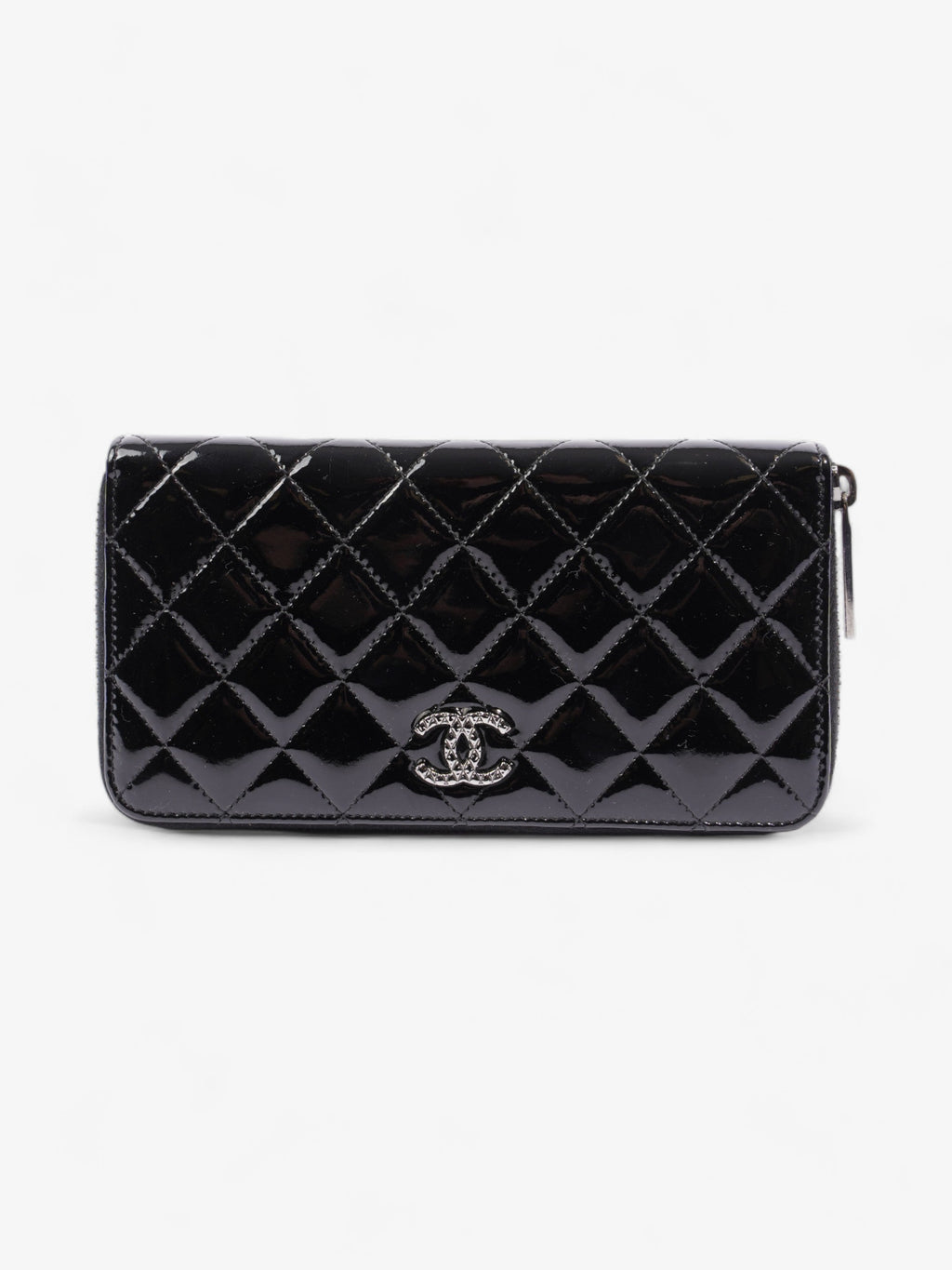Chanel Brilliant Zip Around Wallet Black Patent Leather